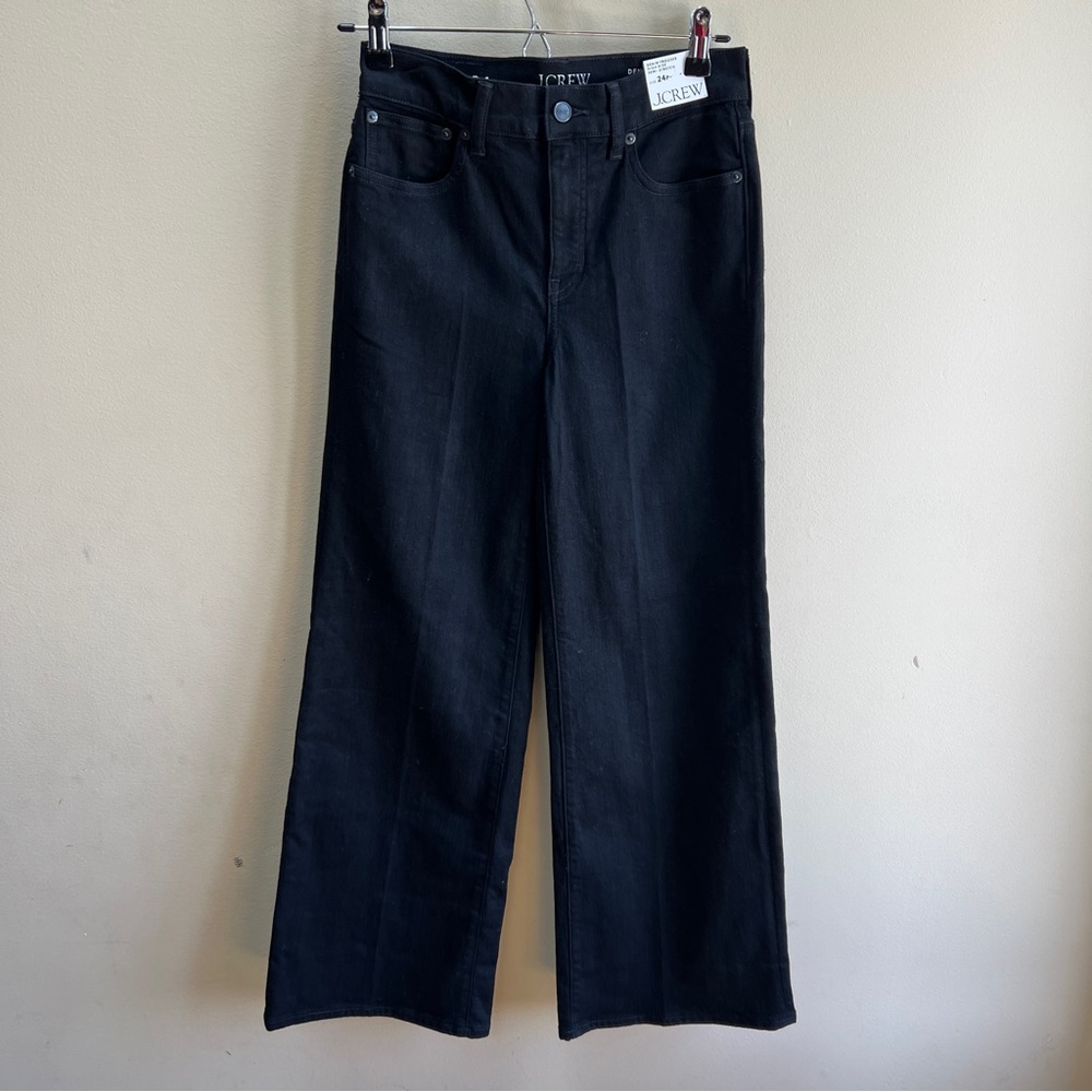 J. Crew Black High-Rise Wide Leg Jeans Sz 24P - Picture 3 of 14